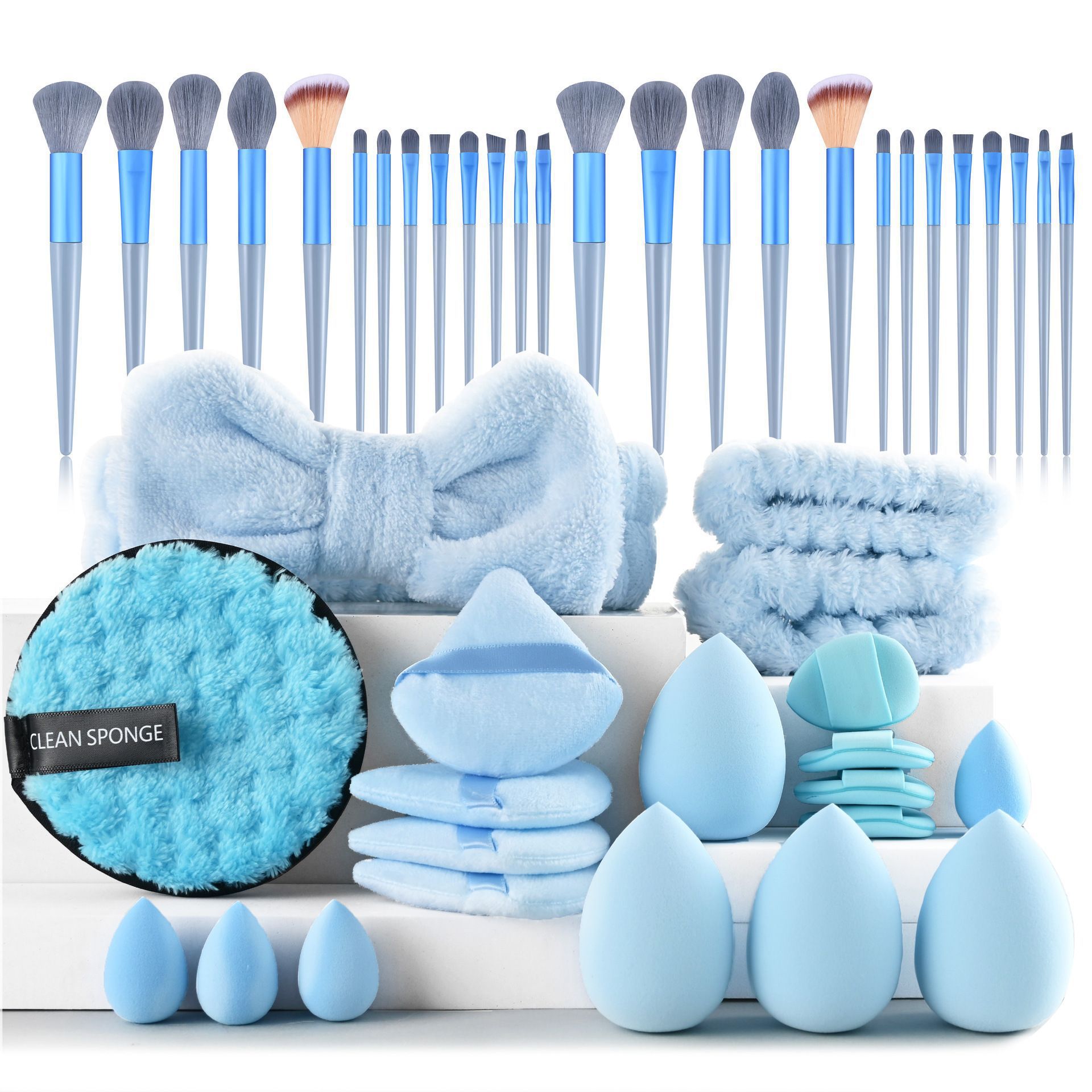 Transfronterizo 48 piezas 20PC herramientas de maquillaje conjunto de huevo pulgar polvo de maquillaje correa de cabello gran combinación cepillo de maquillaje polvo de polvo de maquillaje