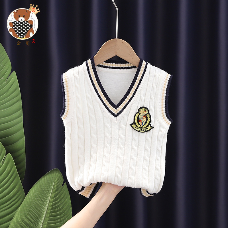 Entrega de una pieza [Jin Yong] Chaleco de punto para niños primavera y otoño estilo coreano estilo occidental nuevo chaleco de lana chaleco para niños