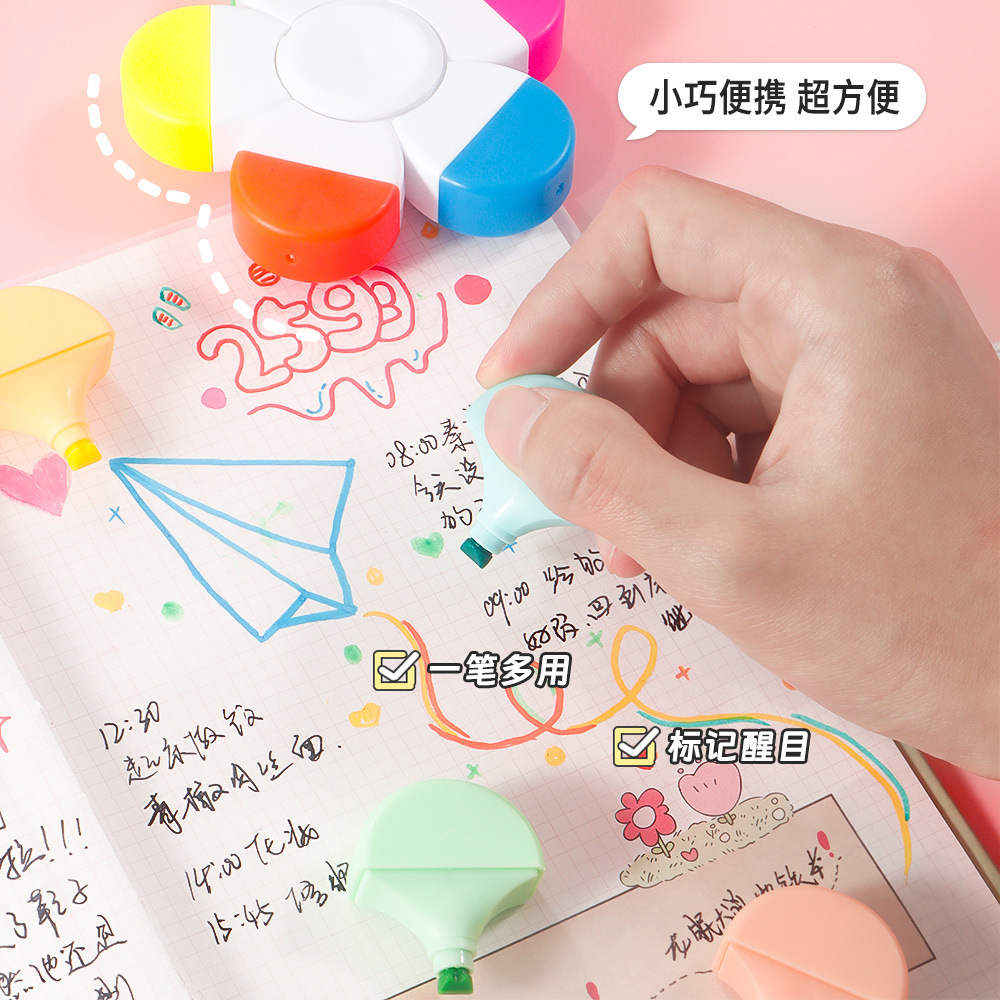 Dedo punta giroscopio mini resaltador colorido graffiti pluma estudiante descompresión interesante papelería resaltador conjunto