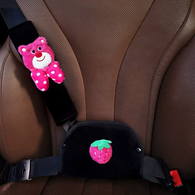 Seat belt shoulder pad – Fleece Protector, Child Safety - velvet-shield-bow-tie-strawberry-bear-velvet-style-universal