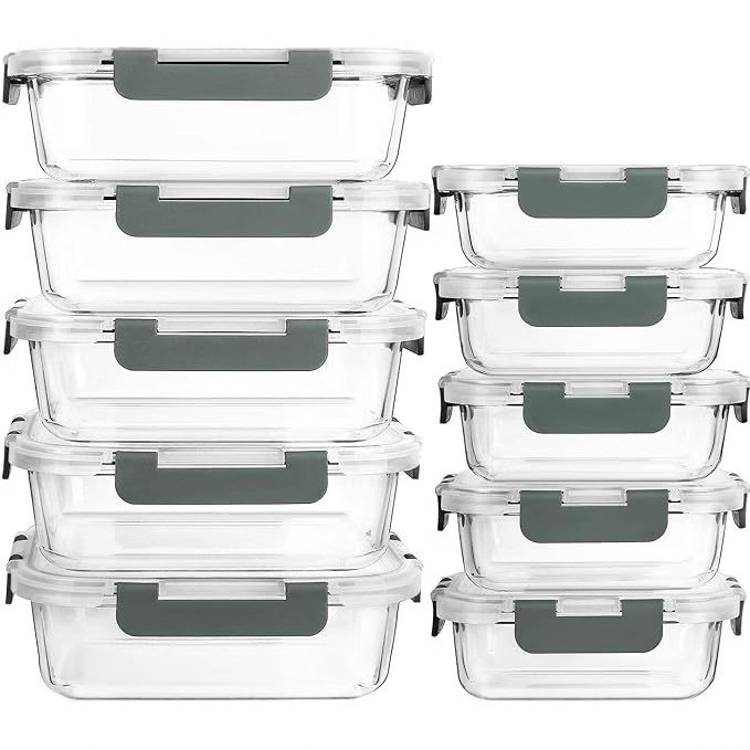 Cross-border fresh-keeping bowl heated transparent fresh-keeping box food grade rectangular high borosilicate glass lunch box Amazon Cross-border fresh-keeping bowl heated transparent fresh-keeping box food grade rectangular high borosilicate glass lunch box Amazon