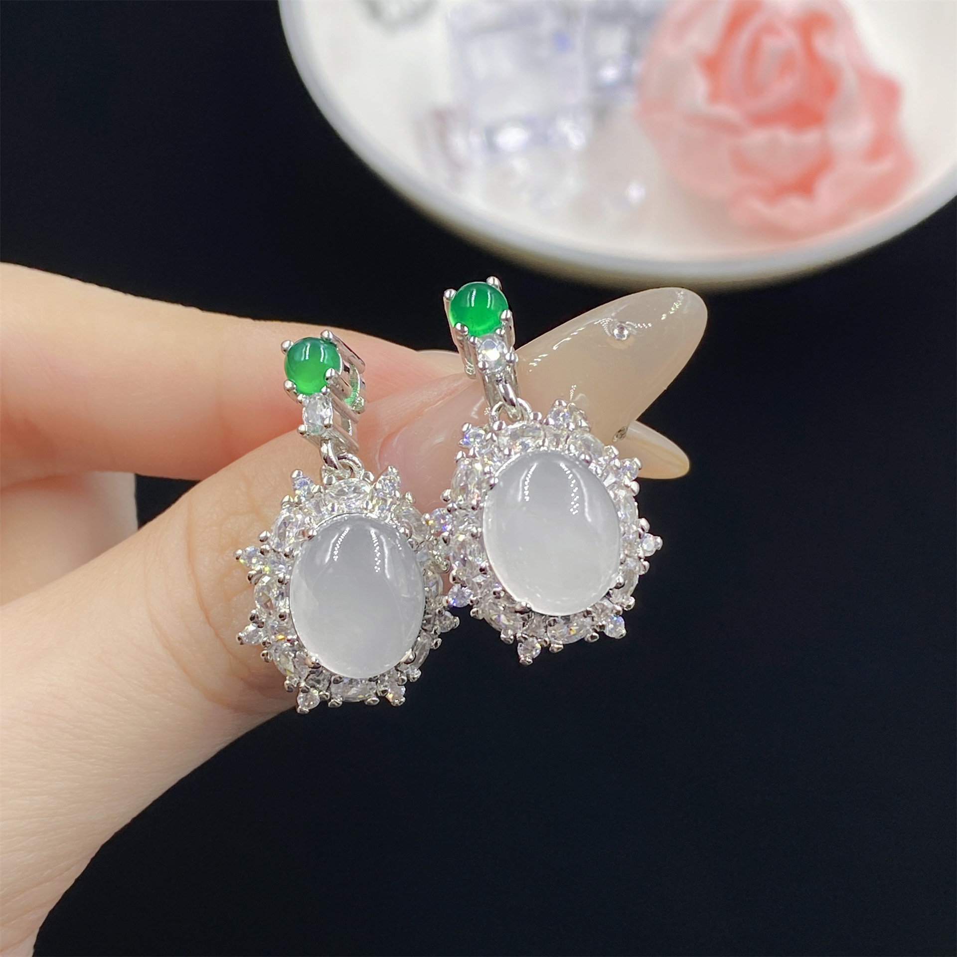 Agate set white jade