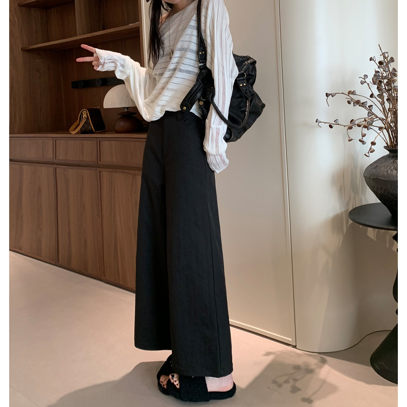 Pantalones anchos de nueve puntos blancos para niños primavera y verano nuevo estilo holgado, perezoso y relajado, pantalones casuales de pierna recta, monos de cintura alta