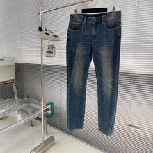 欧美大牌高奢风 25新品男士经典水洗蓝牛仔裤 p家三角标牛仔长裤