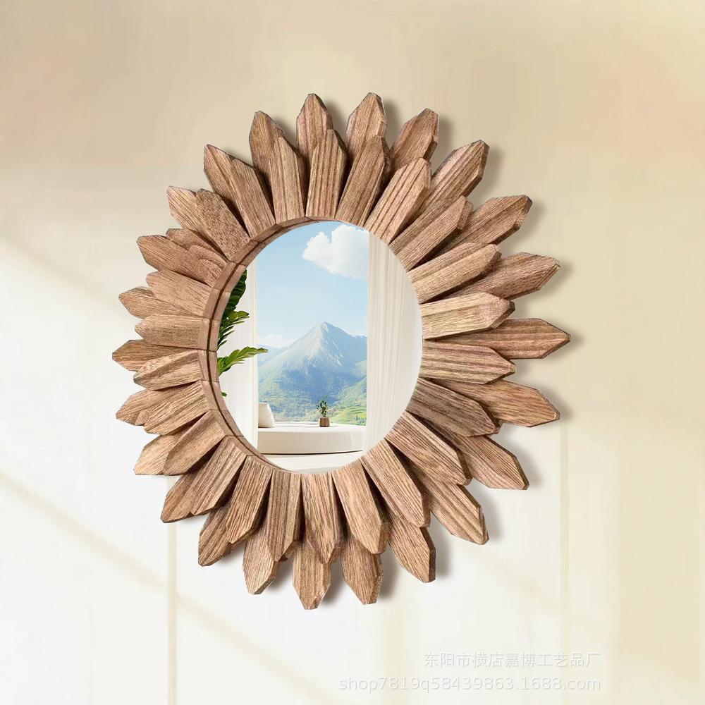 Espejo retro transfronterizo decorativo de estilo rústico vestidor colgante de pared espejo de viento occidental flor de pared belleza