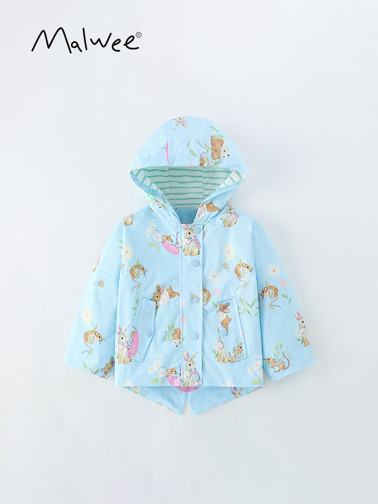 Malwee abrigo de las niñas Primavera y otoño nuevos niños europeos y americanos con capucha cremallera camisa de manga larga coraje abrigo de los niños