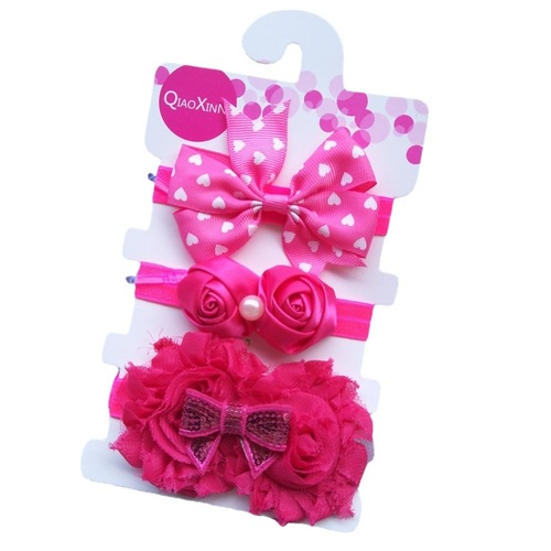 European and American new baby hair accessories cute bow flower headdress decoration toddler baby headband three-piece set wholesale
