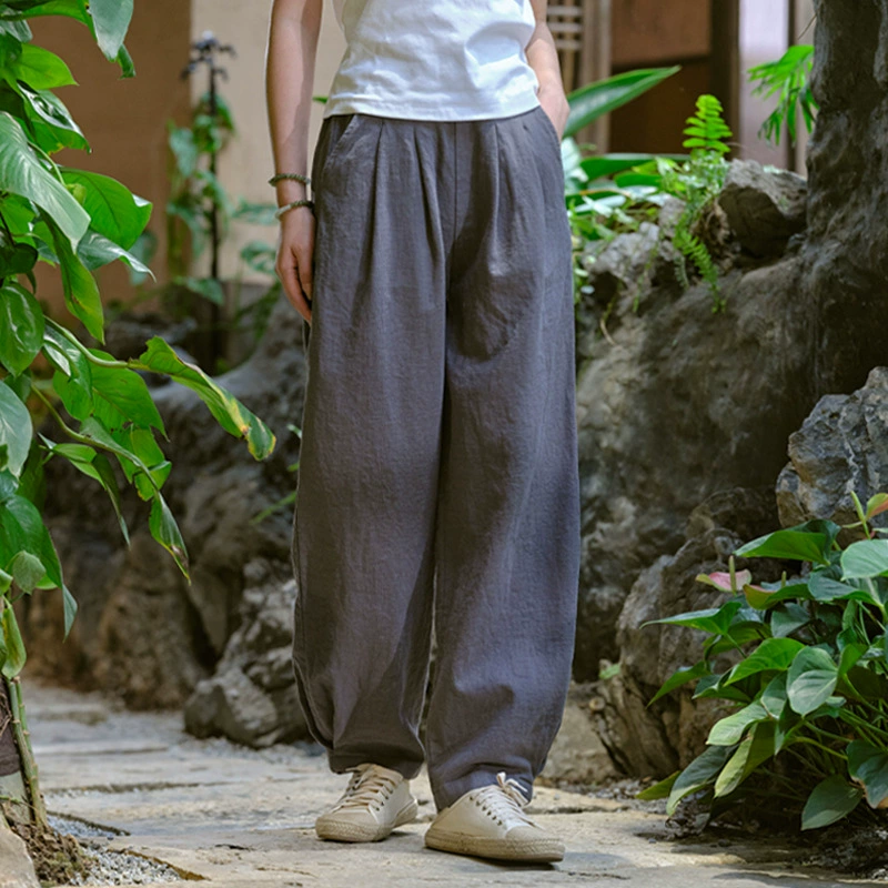 Casual Spring Trousers, cotton-linen blend, loose fit, mid-rise, multi-color sizes S–L