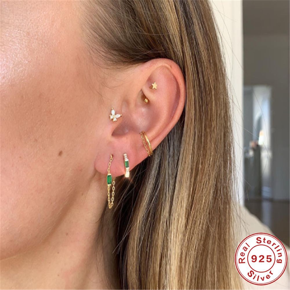 Title 5, Orecchini a catena con nappe in argento 925 e d...