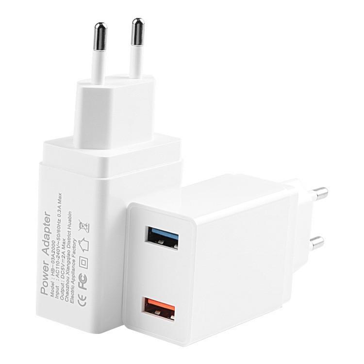CE certified 5v2a dual port USB mobile phone charger 2USB charging head European standard adapter_voghion.com