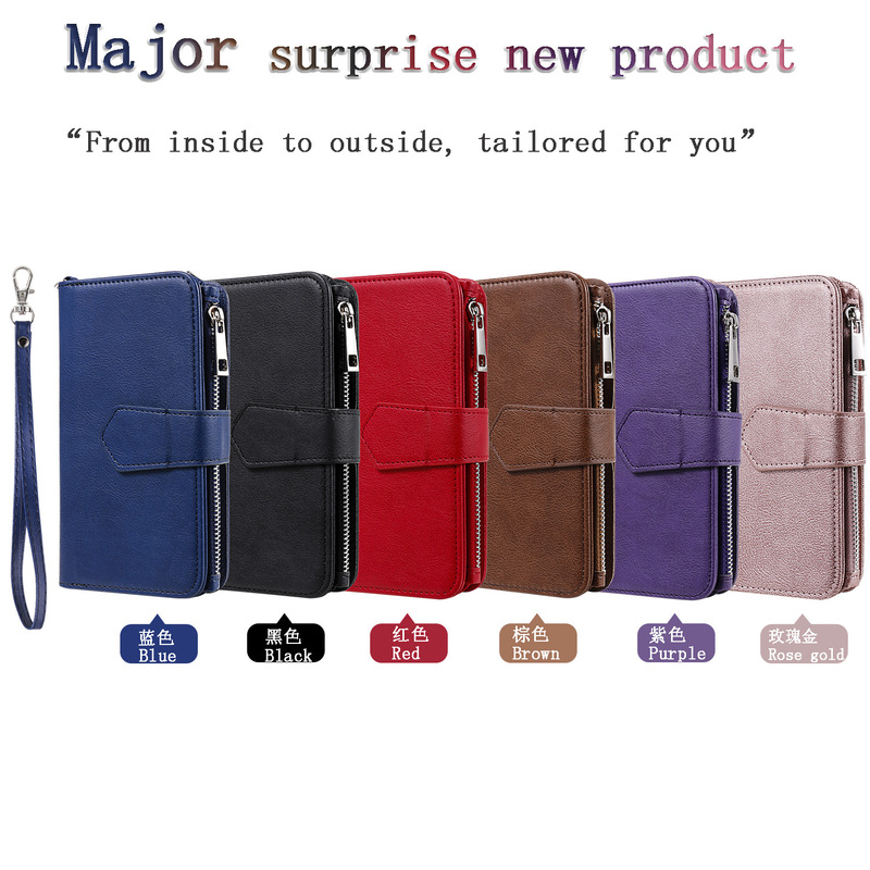 Cross-border split leather case for Samsung S25 phone case A73 5G strong magnetic Note20Ultra23 zipper wallet