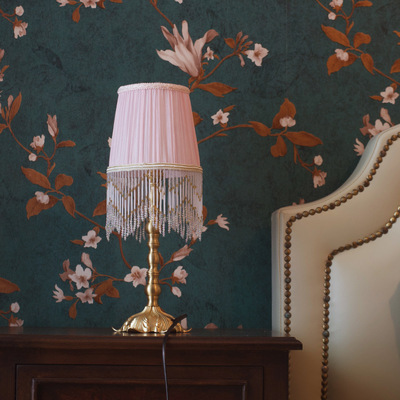 INS中古宮庭流蘇Vintage法式美式黃銅裝飾台燈客廳臥室床頭小台燈