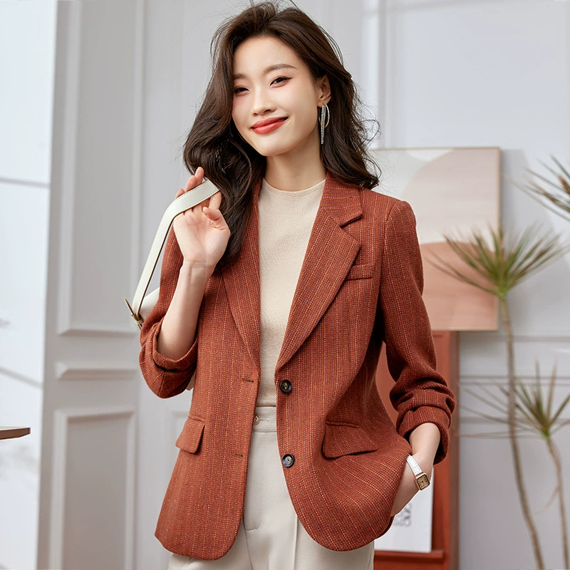 Short autumn suit for leisure, woolen jacket, for teenagers, Korean style