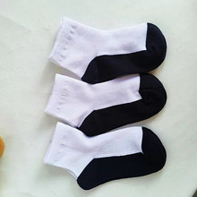 春夏薄款儿童白色网眼短袜纯棉童袜黑底白袜灰底白袜全棉袜子批