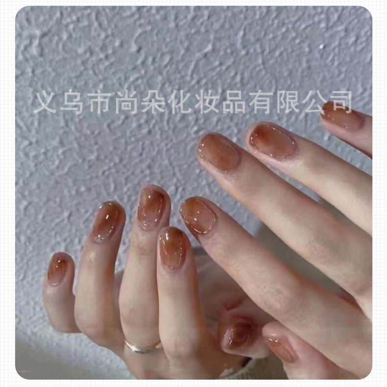Orange Red White short nail beauty piece sparkling wear nail patch seamless soft nail piece phototherapy nail piece