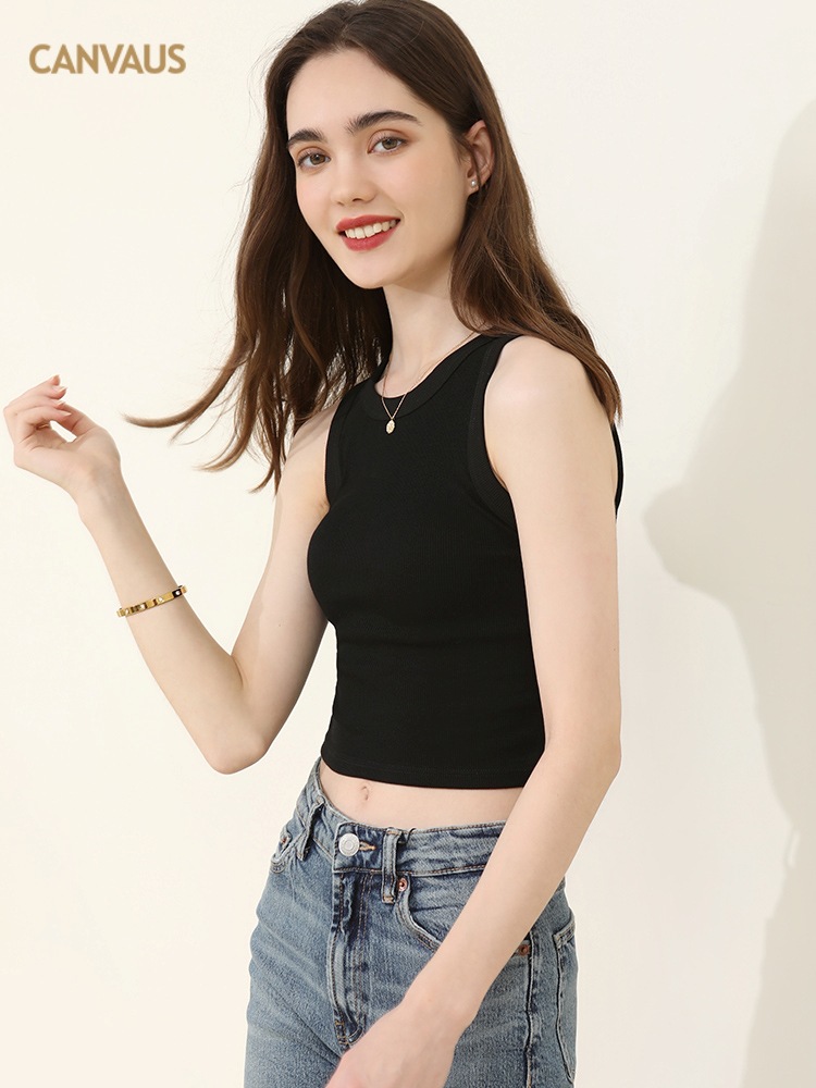 Canvaus blanco camisola desgaste interior de las mujeres con el cojín del pecho verano tocando fondo Corto Hot Girl sexy Slim top