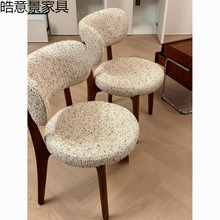 椅法式复古奶油风不带扶手餐椅客厅单椅轻奢欧式实木餐椅
