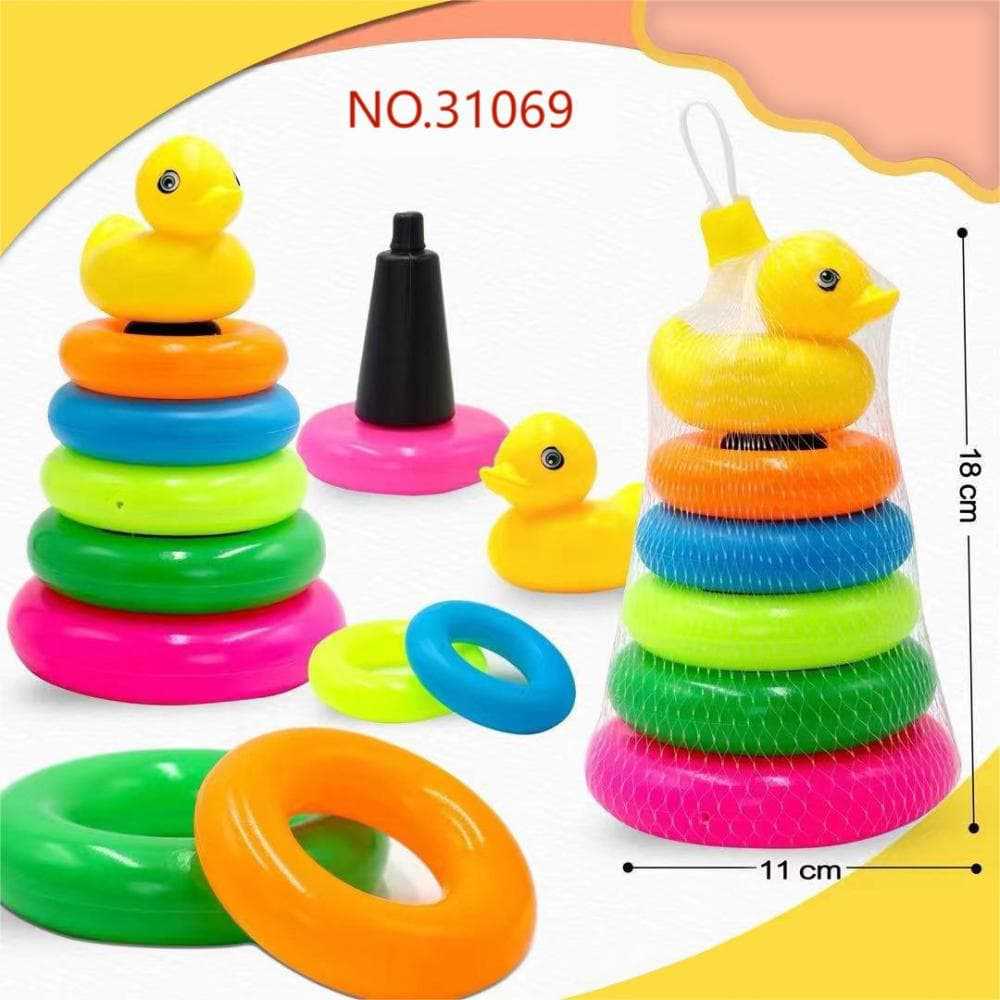 Anillo colorido Die Die Le Little Yellow Duck Rainbow Circle Baby Casa de juegos Anillo de bricolaje Suministro de puestos de juguetes