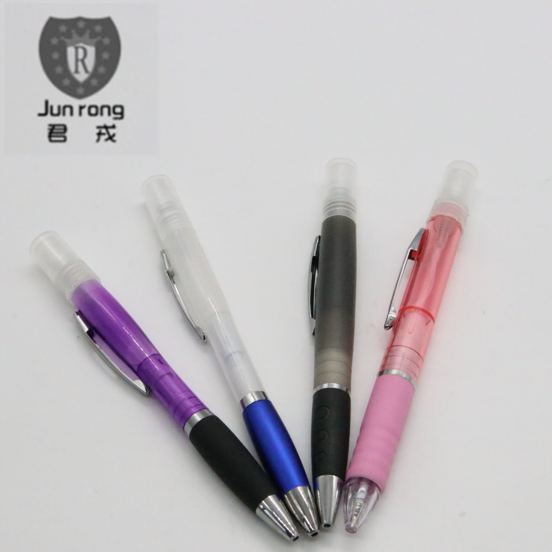 Botella de aerosol autocontenida bolígrafo Rotary Bullet recarga de líquido embalaje fábrica al por mayor pluma Oficina suministros escolares