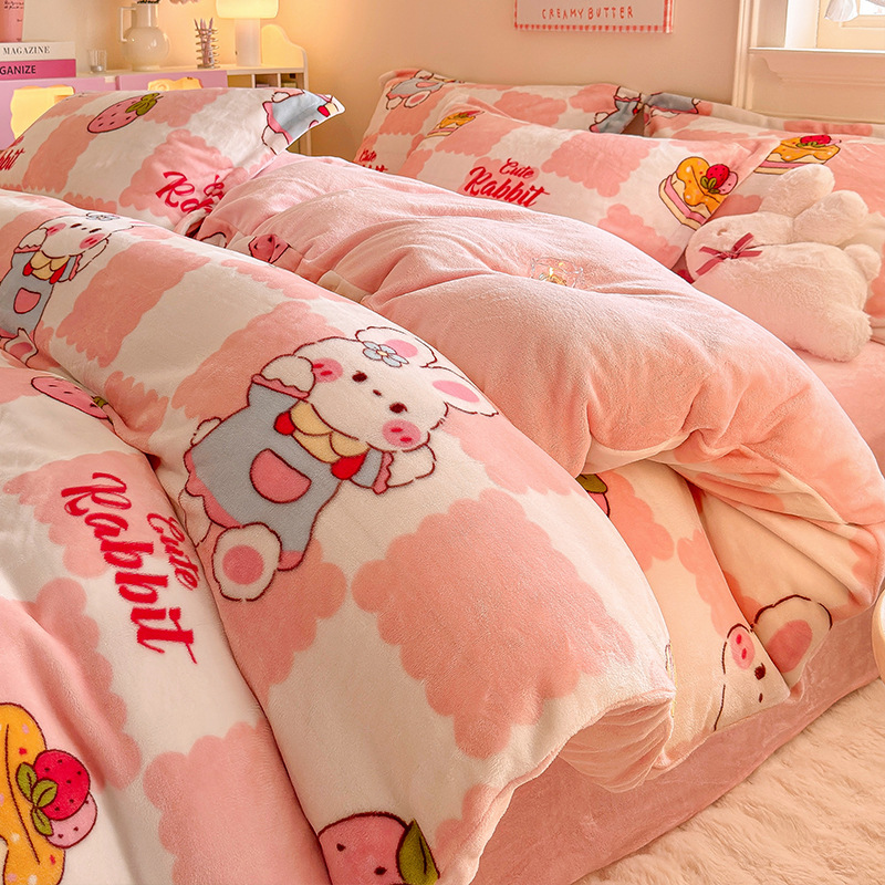 2025 nuevo edredón de seda de leche de una sola pieza de invierno cálido coral 150x200x230 edredón