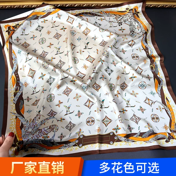 Multi-Color New Silk Scarf for Women Spring and Summer Thin Mulberry Silk Scarf Versatile Simple 70cm Square Scarf Wholesale