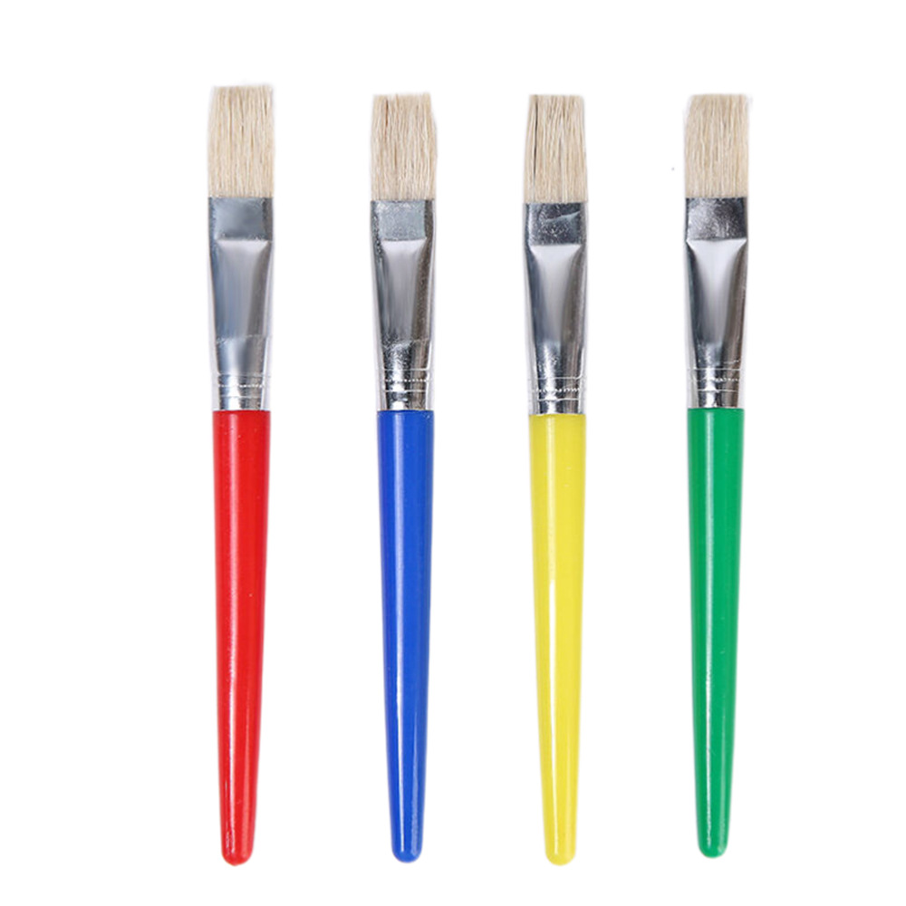 Cepillos de pintura al óleo transfronterizos 4 crines de cerdo bolígrafos de acuarela cabeza redonda color caramelo varilla de plástico hueco pincel de graffiti de bricolaje