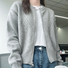 2025新款日系灰色感小众薄款慵懒风针织毛衣女外套上衣春秋季