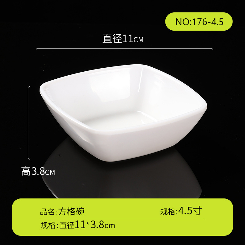 Tazón blanco pequeño Tazón de sopa de melamina Cantina Tazón de porcelana de imitación redonda comercial Tazón redondo Tazón de condimento de plástico Tazón de arroz Tazón de agua azucarada
