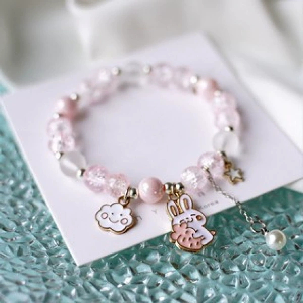 Fuchsia rabbit, bracelet, cloud