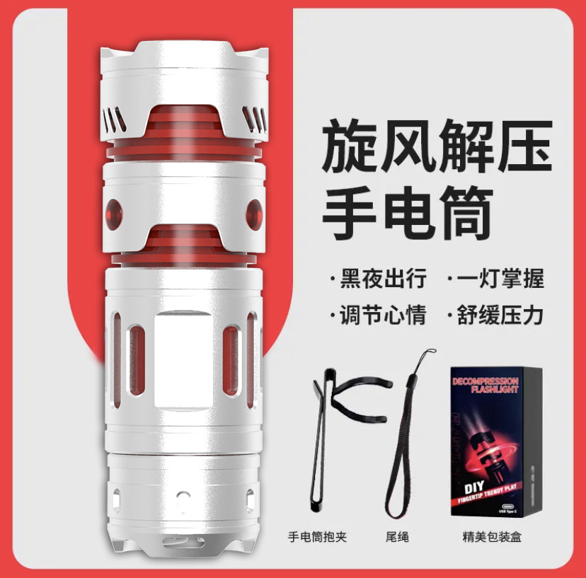 Transfronterizo multi-funcional Mini linterna dedo Gyro descompresión linterna de luz fuerte aleación de aluminio lámpara de luz fuerte