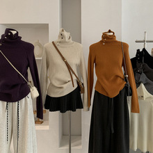 欧玛莱 高领针织衫毛衣女2025秋冬季加厚纯色内搭打底衫上衣 5607