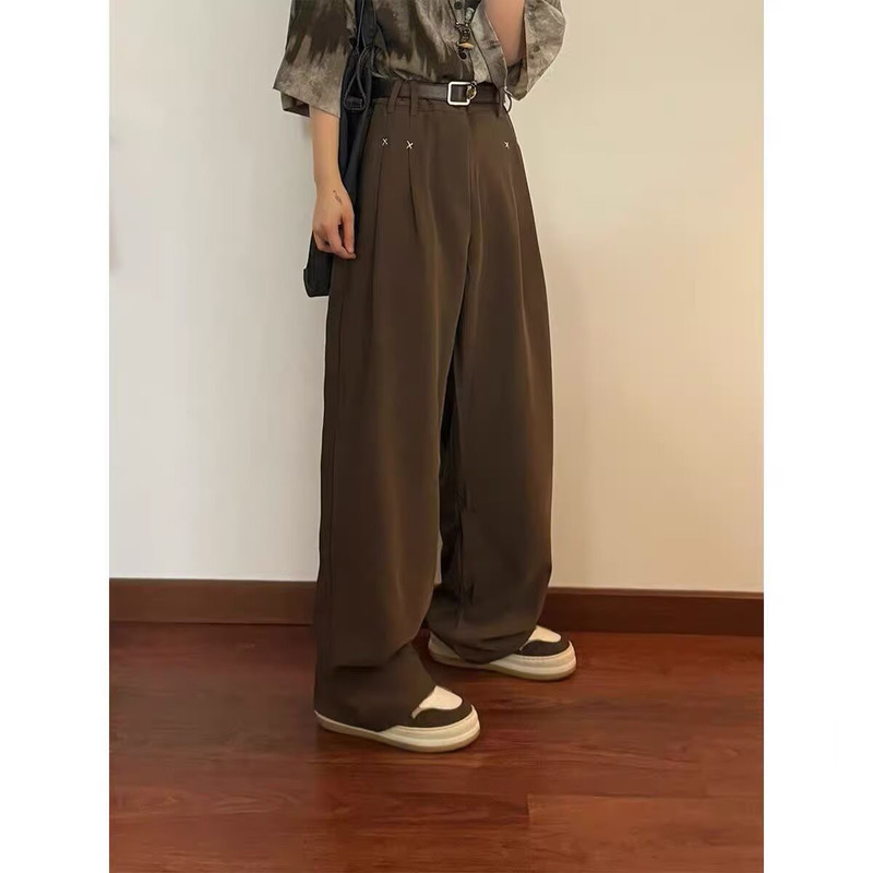 American Style Retro Loose Japanese Style Trousers Men's Spring and Summer Trendy Brand Pleated Casual All-match Straight Simple Wide-leg Trousers for Men and Women American Style Retro Loose Japanese Style Trousers Men's Spring and Summer Trendy Brand Pleated Casual All-match Straight Simple Wide-leg Trousers for Men and Women
