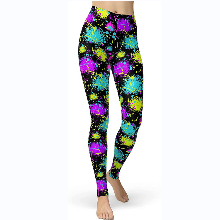 Abbigliamento da donna multicolore stampato slim fit fianchi sollevamento snellente grandi dimensioni corsa yoga fitness leggings_voghion.com