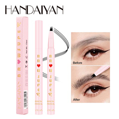 Handaiyan Cross-Border New Quad Liquid Eyebrow Pencil, Natural Eyebrow, Waterproof, Sweatproof, Long-lasting, Non-fading
