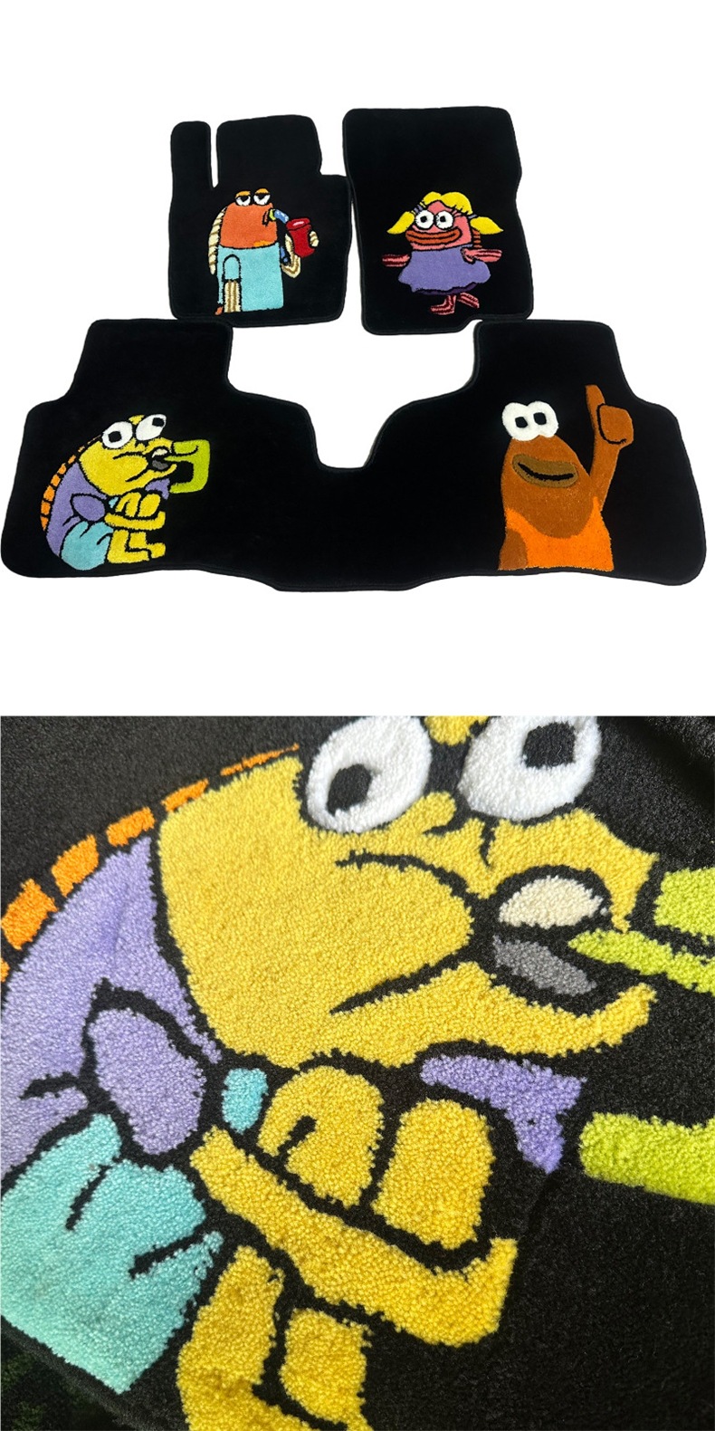 Car carpet-style special floor mats, non-slip mats, personalized cartoon ugly fish floor mats, handmade needle-punched carpet