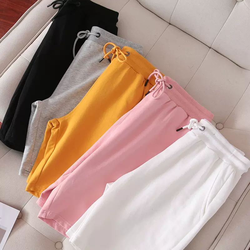 短裤男毛圈运动休闲短裤男女同款大码纯棉抽绳五分打底裤电商批发