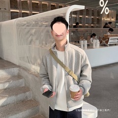 420重磅立领卫衣开衫男生春秋季2025新款纯色上衣外套休闲宽松棉