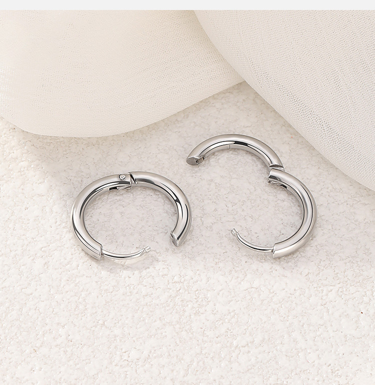 1 Piece Fashion Round Polishing Titanium Steel Hoop Earrings display picture 1