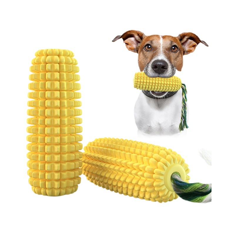 Suministros para mascotas Amazon maíz sonido perro juguete mordedura-dientes resistentes a la molienda palo perro Bola de limpieza de los dientes aliviar tapado y divertido cachorro