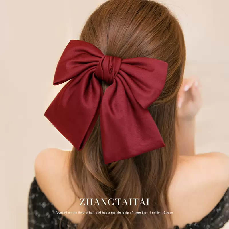 气质大蝴蝶结发夹发饰红色夹子网红2024年新款头花发卡顶夹头饰