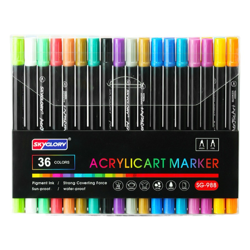 Marcadores acrílicos transfronterizos, un juego completo de bolígrafos de pintura, bolígrafos de graffiti para niños y estudiantes, marcadores de doble cabezal de gran capacidad