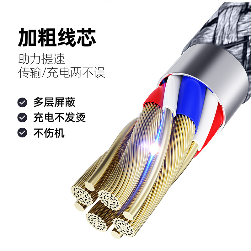 Adecuado para Samsung Huawei Ttype-C cable de datos 1 m 2 M nylon trenzado USB hogar cable de carga de fábrica al por mayor