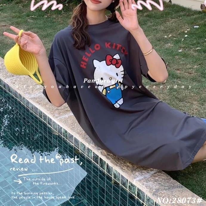 Comercio exterior transfronterizo nuevo estilo suelto niña dibujos animados verano camisón servicio a domicilio letras rojas KT gato pijama dulce y lindo