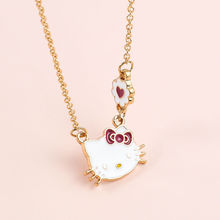 【特价包邮29】凯蒂猫项链钥匙扣卡通可爱少女KT猫吊坠带钻锁骨链