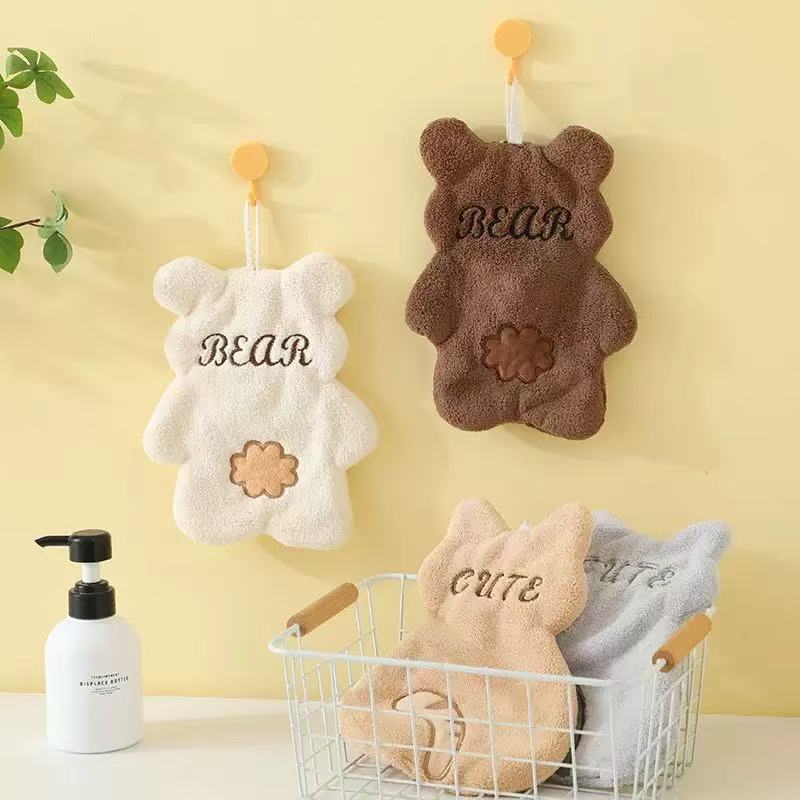 Double Layer Hand Towel Hanging Cartoon Square Towel Thickened Absorbent Towel Coral Velvet Cute Children's Hand Towel Wholesale