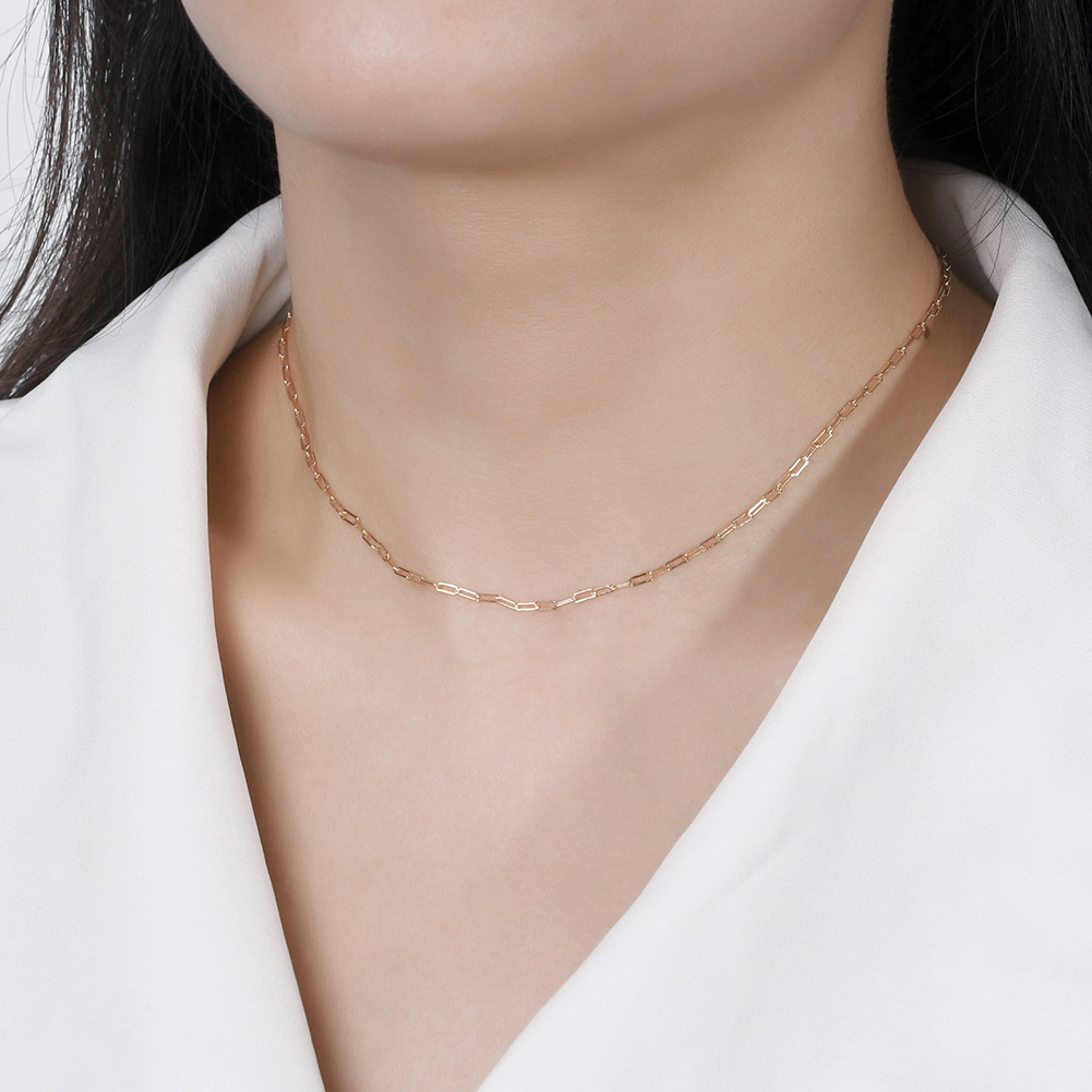 Spring Ring Trigger Clasp Closure Clasp Closure Type 18K Gold Plated, White Gold Plated Plating Material 925 Sterling Silver Geometric 18K Gold Plated White Gold Plated 925 Sterling Silver Paperclip Chain Necklace