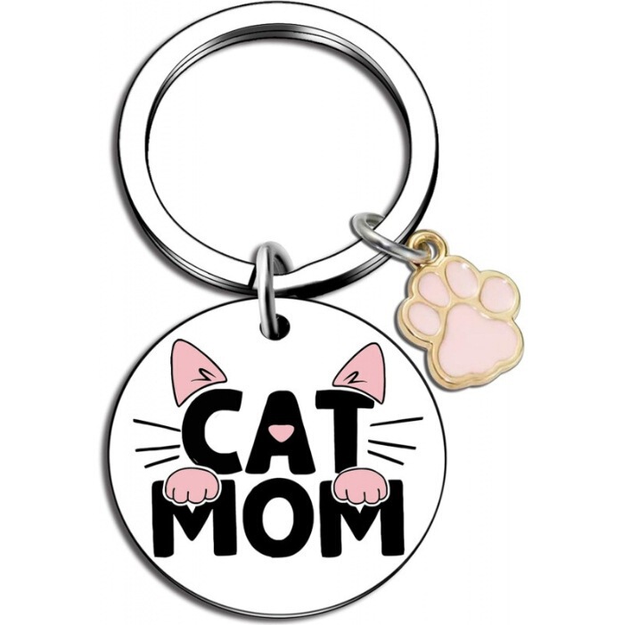 Cross-border temu explosions stainless steel accessories keychain mother's day birthday Christmas to cat mother grandma cute
