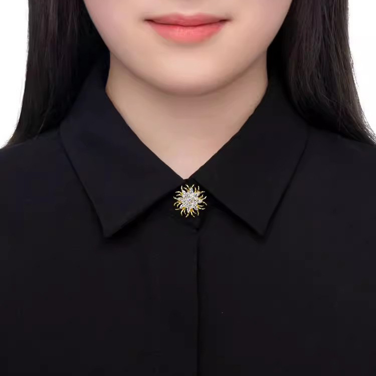花のブローチの高級な女性が美しく輝いています。|undefined