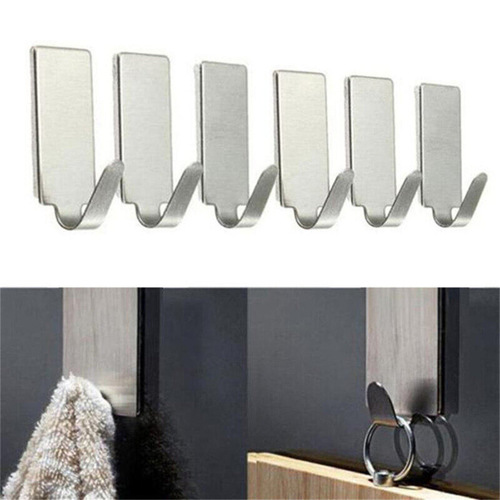 Cross-border exclusive kitchen irregular small hooks stainless steel no drilling strong mini six-piece set small adhesive hooks wholesale
