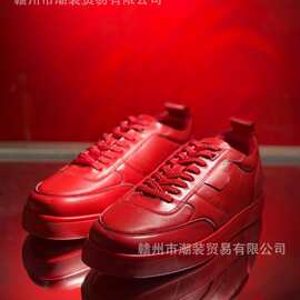 cl andgz厂家直销外贸真皮低帮板鞋红色牛皮铆钉红底休闲运动鞋